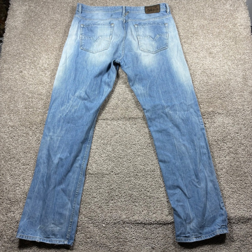Diesel Larkee 0827F Mens Regular Straight Leg Jeans Light Wash Blue Size 36x32‎